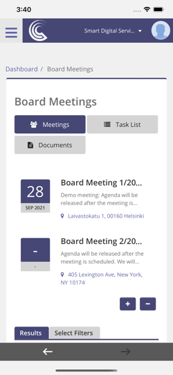 Board meetings mobile