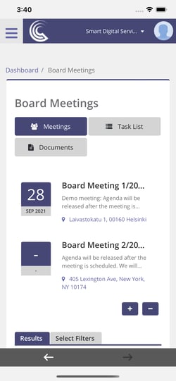 Board meetings mobile