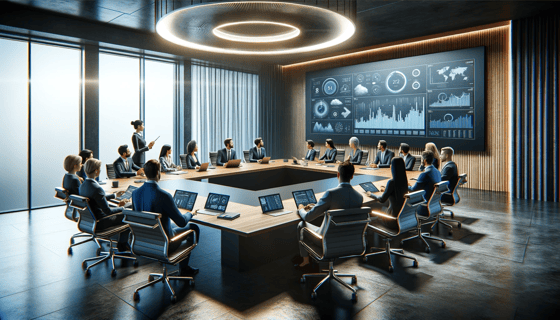 Modern boardroom meeting